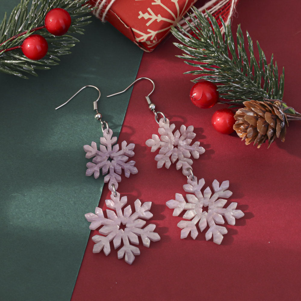 Wholesale Christmas-themed glittery acrylic earrings