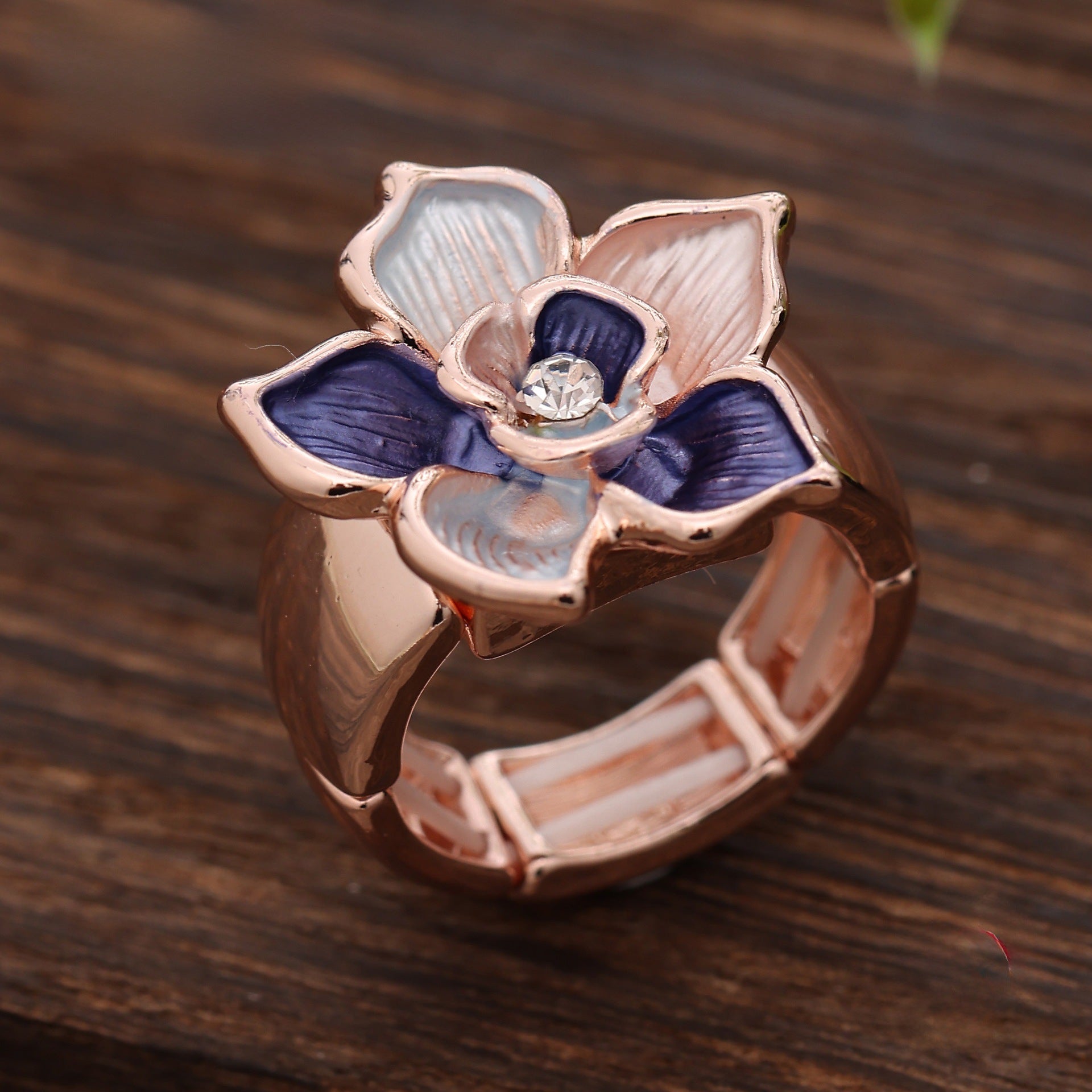 Wholesale  Five-Petal Plum Blossom Elastic Adjustable   Ring