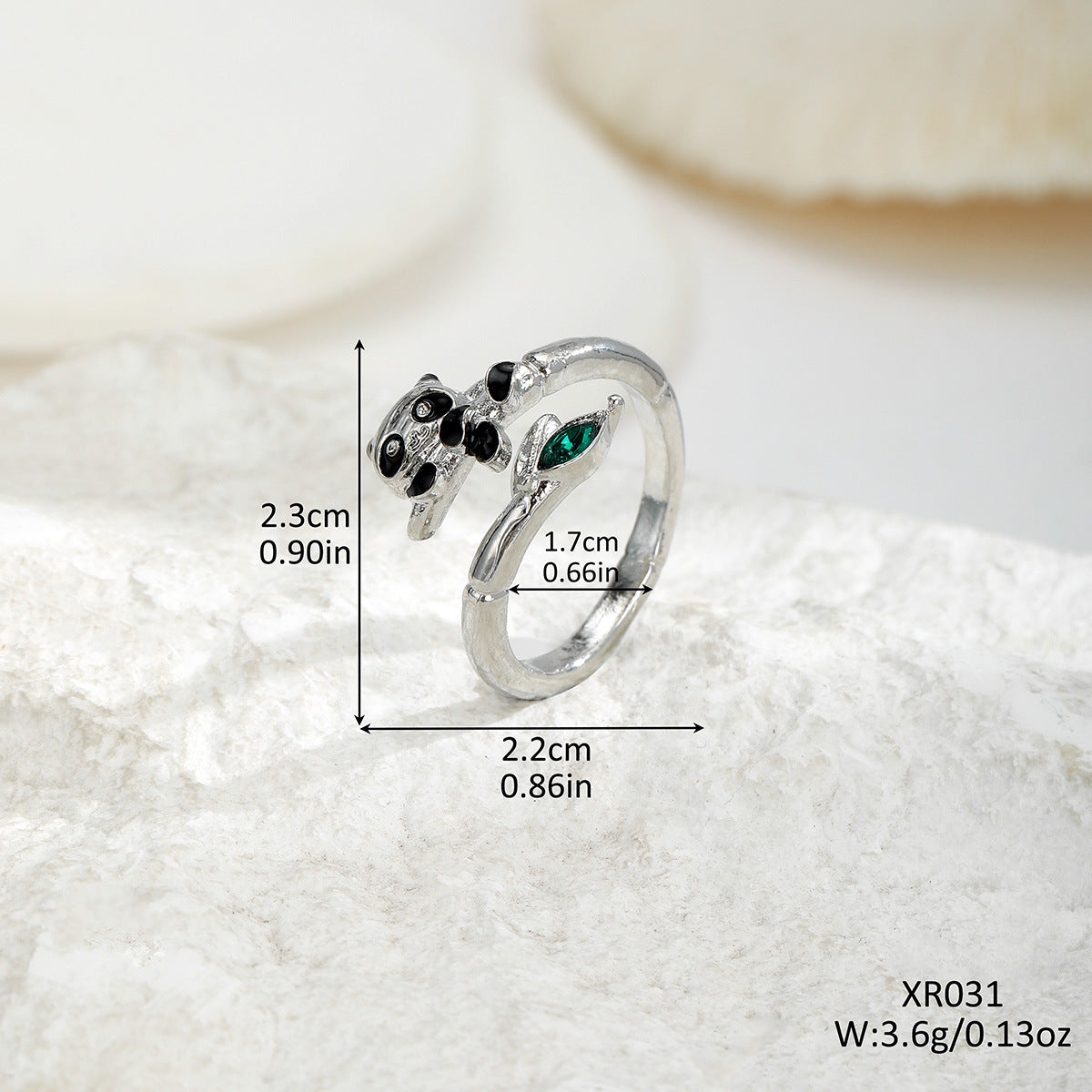 Wholesale Oil Drop Panda Open Adjustable Ring ACC-RS-QingHe004