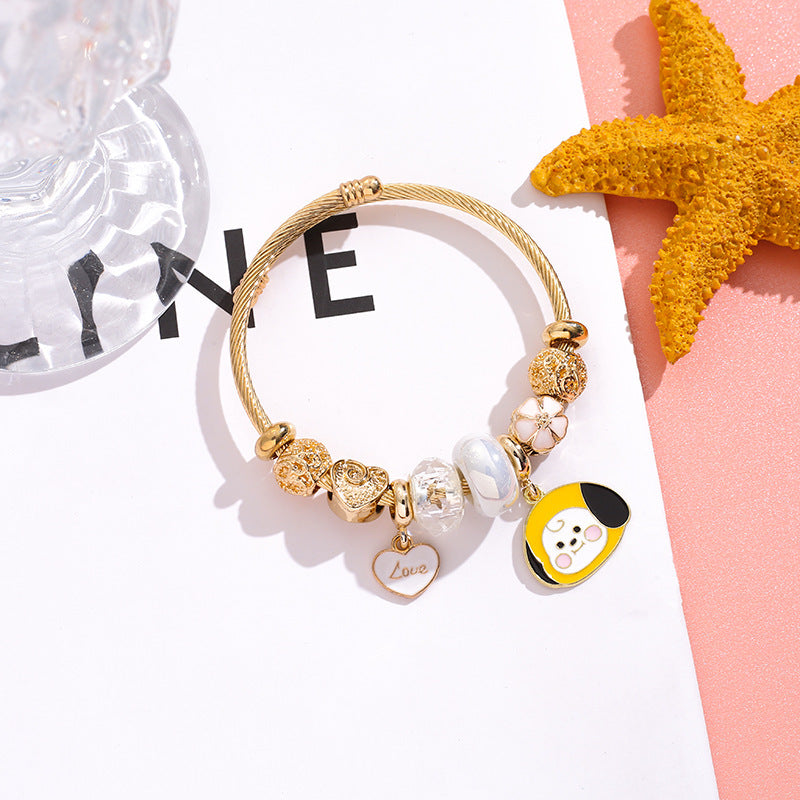 Wholesale Cartoon Beaded Stainless Steel Bracelet ACC-BT-QingLian002