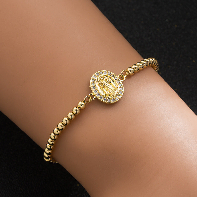 Wholesale copper man-made pearl zircon bracelet