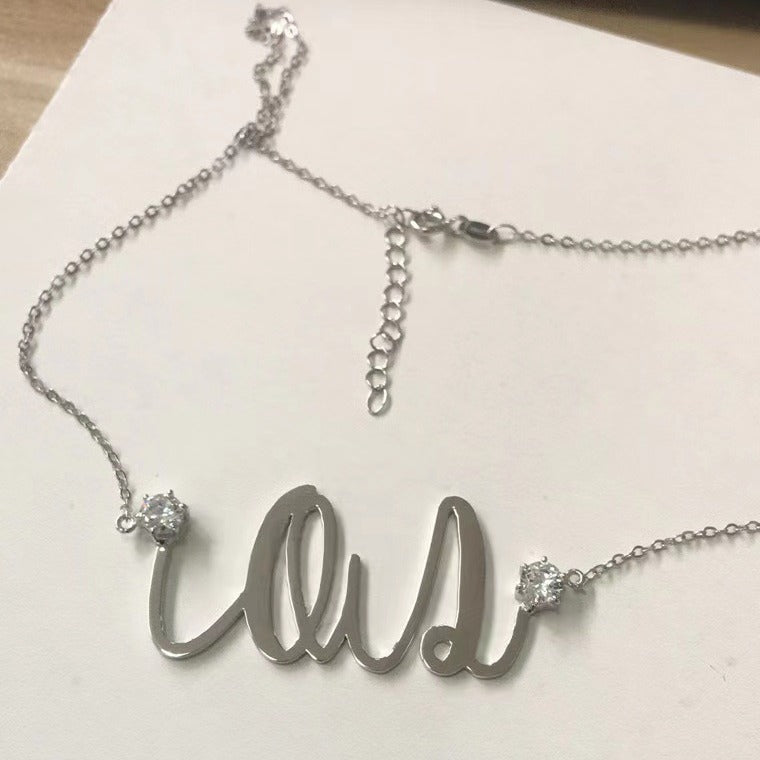 Wholesale S925 sterling silver polished diamond English necklace