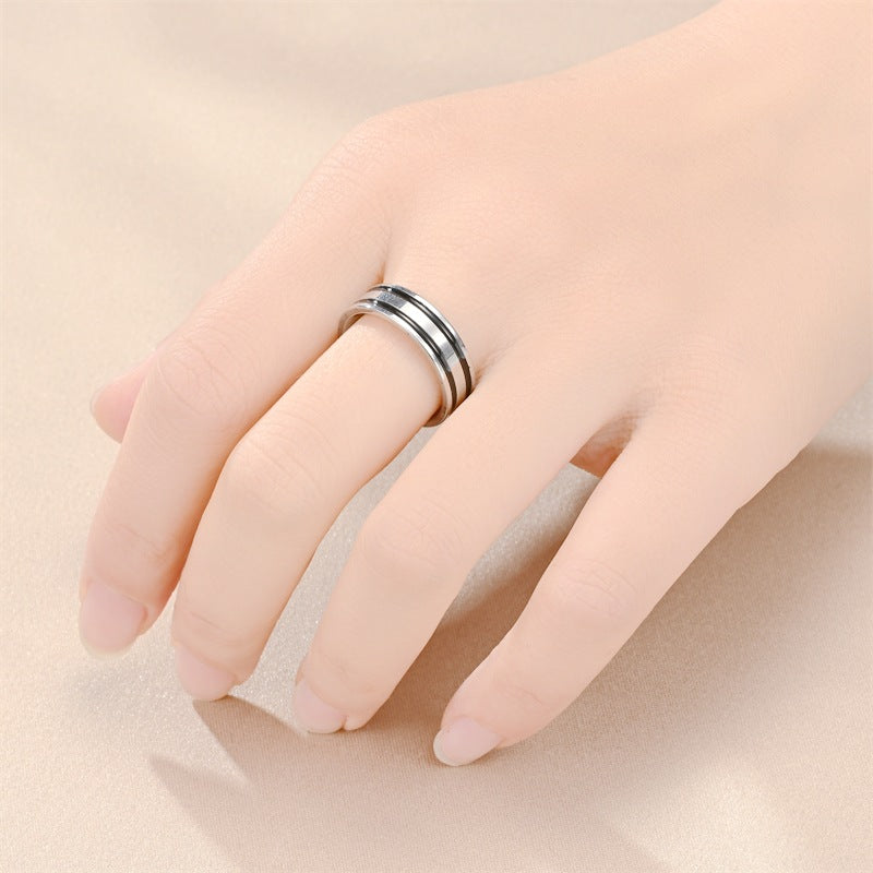 Wholesale Retro Titanium Steel Glaze Ring  Classic Men's Ring
