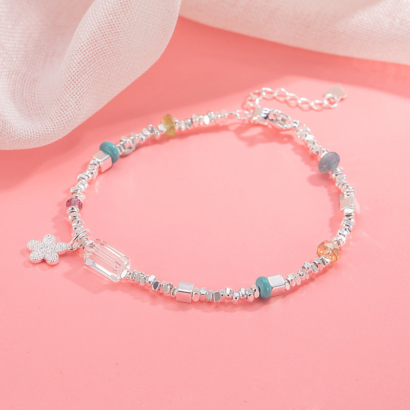 Wholesale Colorful crystal and silver flower bracelet