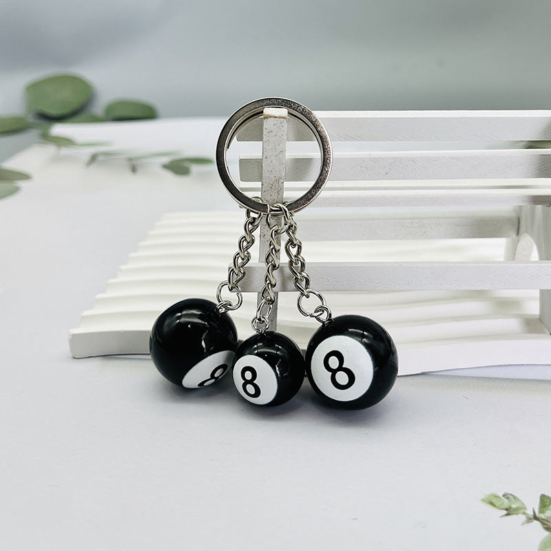 Wholesale  Resin  Black Billiards Keychains