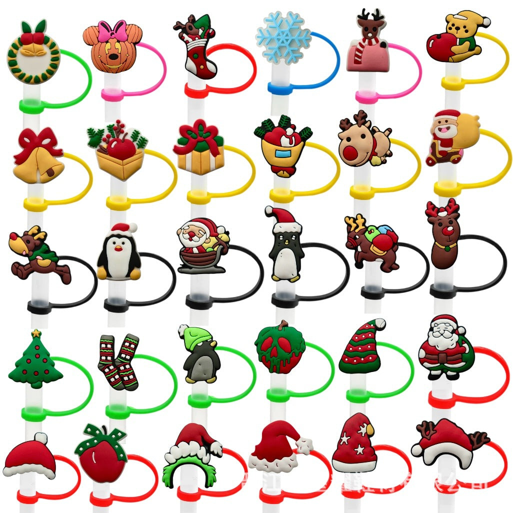 Wholesale 10pcs Christmas theme ideas 8/ 10mm Straw Cover Straw Tube Cap