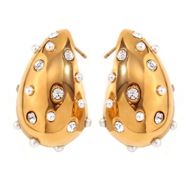 Wholesale Hollow Water Drop Titanium Steel Earrings ACC-ES-QianHui001