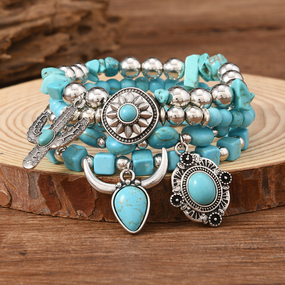 Wholesale Bohemian Turquoise Stackable Bracelet Set - Fashion Accessory for Everyday Wear
