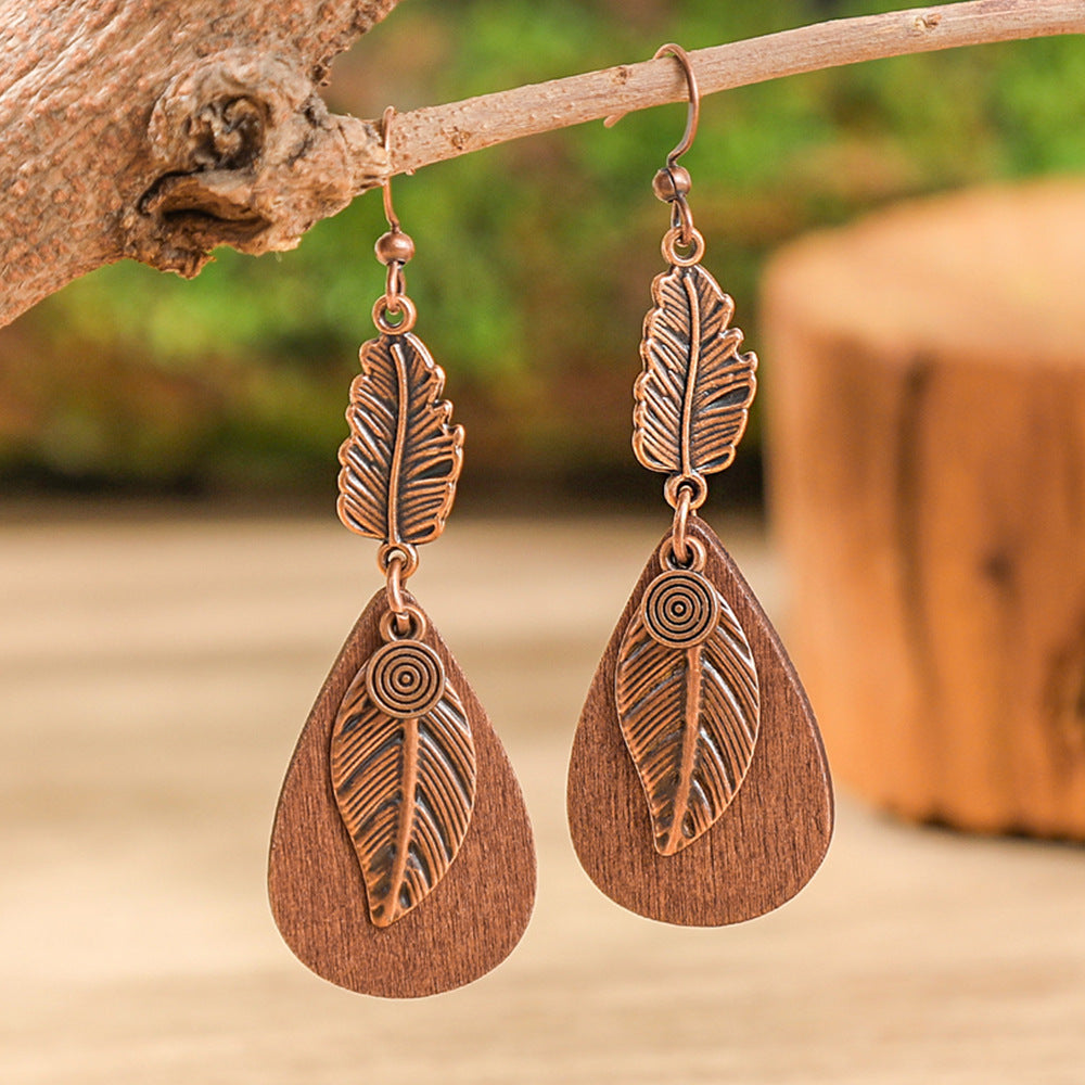 Wholesale Zinc Alloy Bohemian Leaf Earrings,  Trendy Ethnic Style Fashion Accessory for Gift