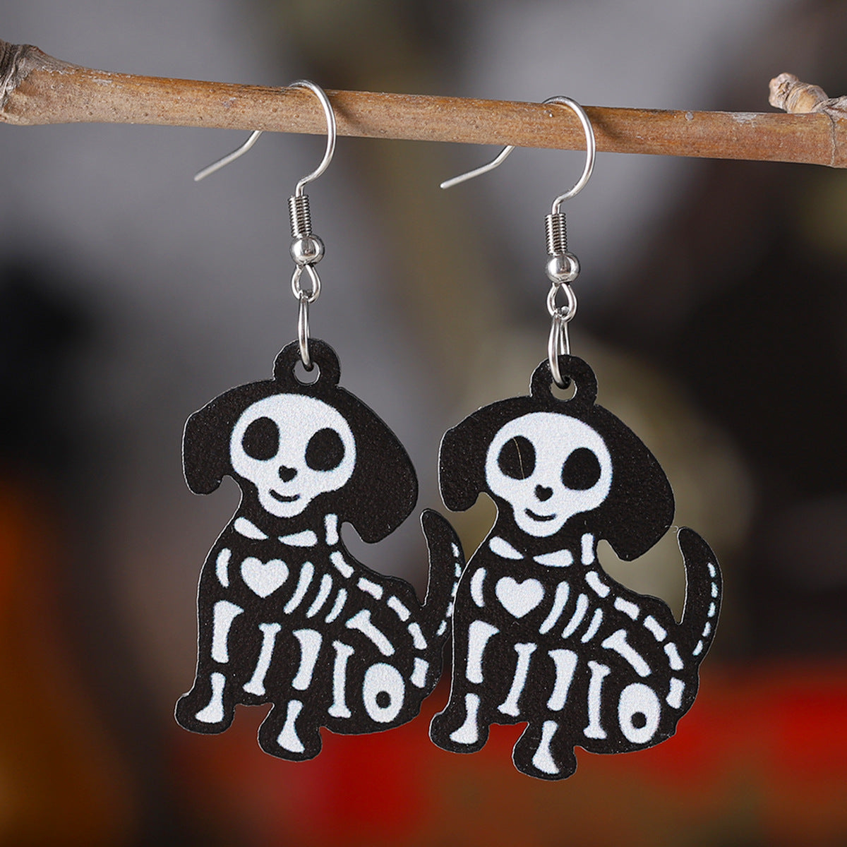 Wholesale Halloween Gothic Skull Flamingo Wooden Earrings ACC-ES-ChuLian045