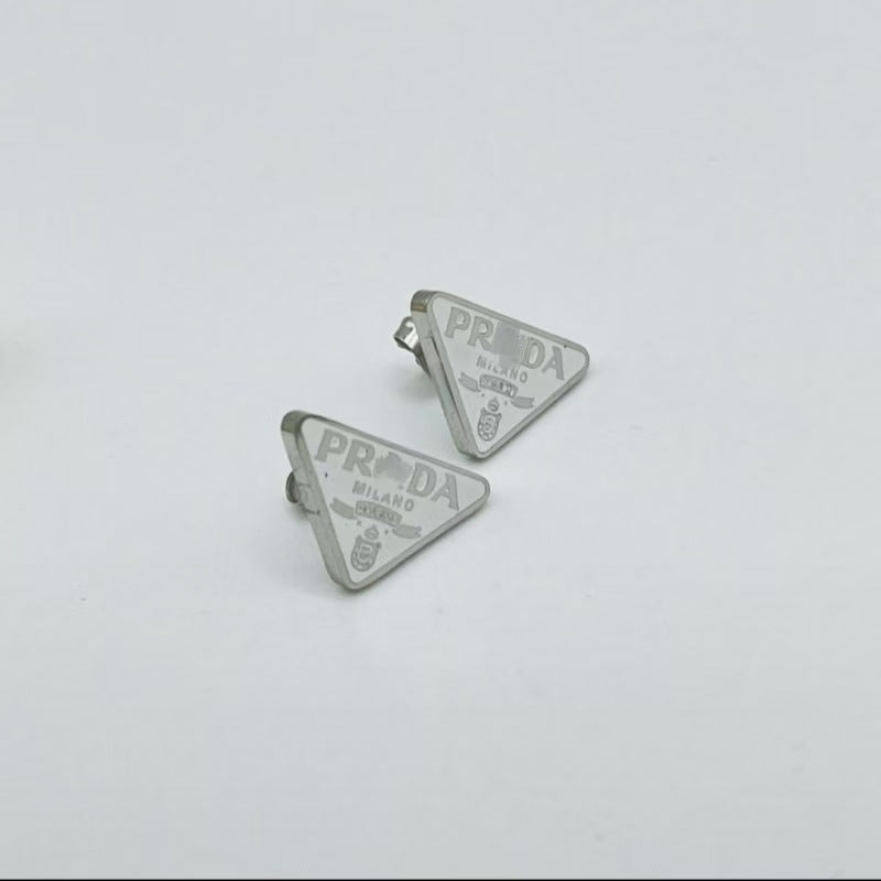 Wholesale ACCVIP Titanium Steel Light Luxury Enamel Inverted Triangle Stud Earrings