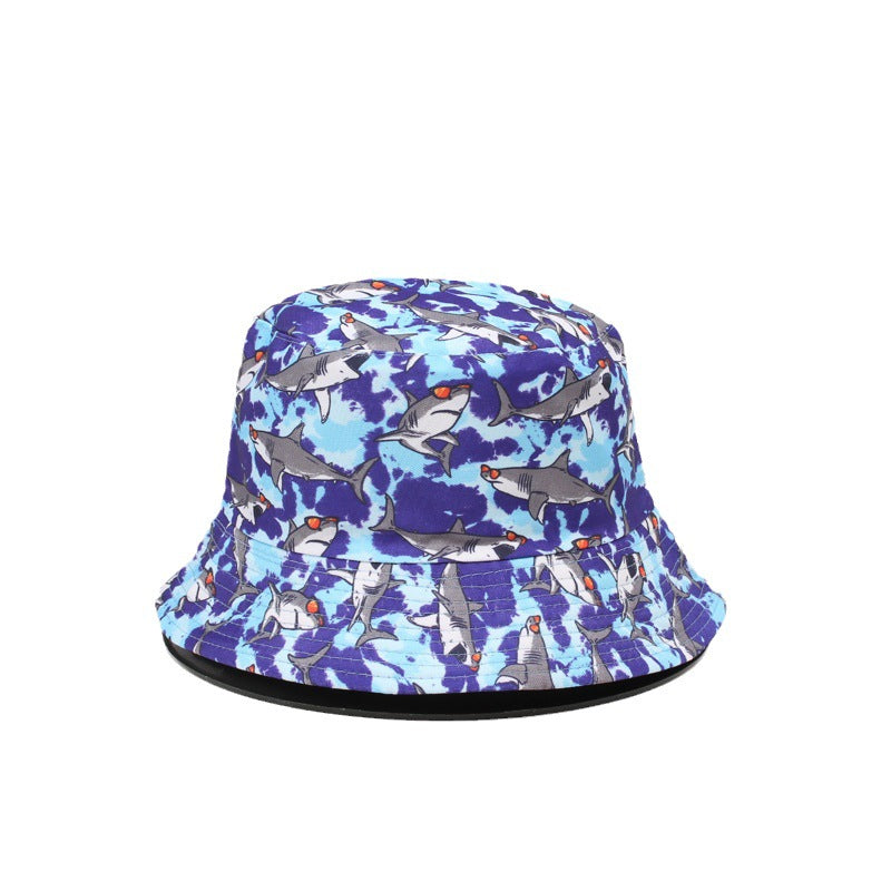 Wholesale Printed shark double-sided fisherman hat Bucket Hat