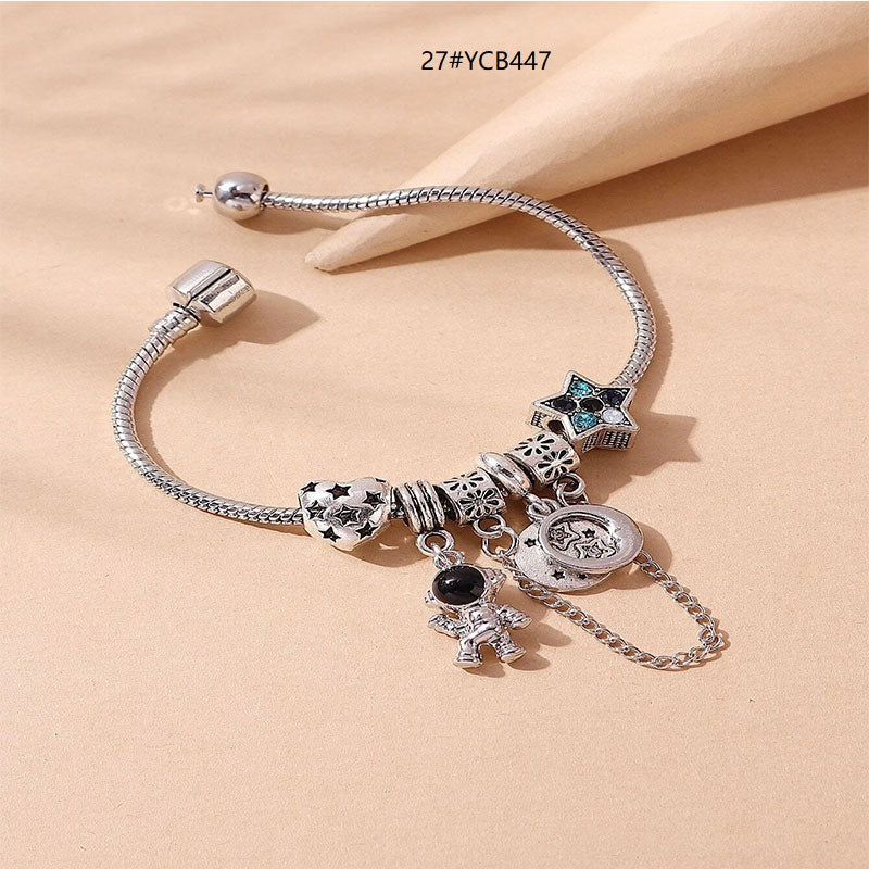 Wholesale Heart Shaped Rhinestone Stainless Steel Copper Alloy Beaded Bracelet ACC-BT-JingSY001