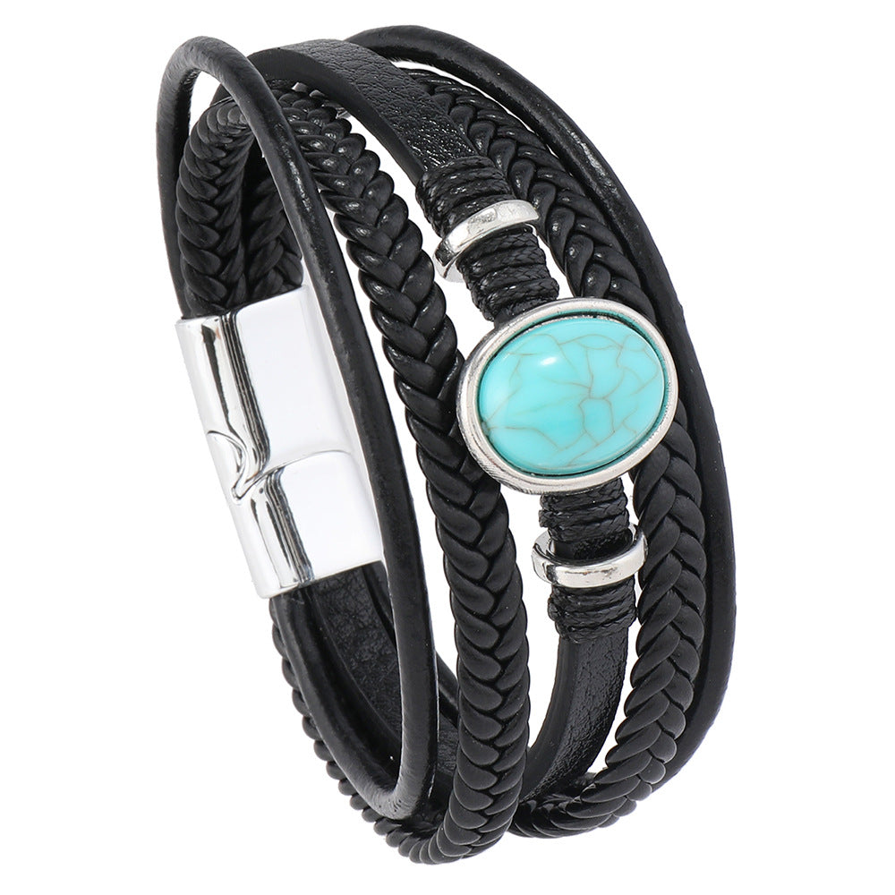 Wholesale Leather Turquoise Multi-Layer Bracelet