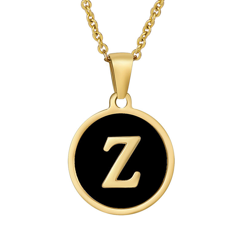 Wholesale Fashion Round Letter Stainless Steel Plating Necklace ACC-NE-Zhongy001