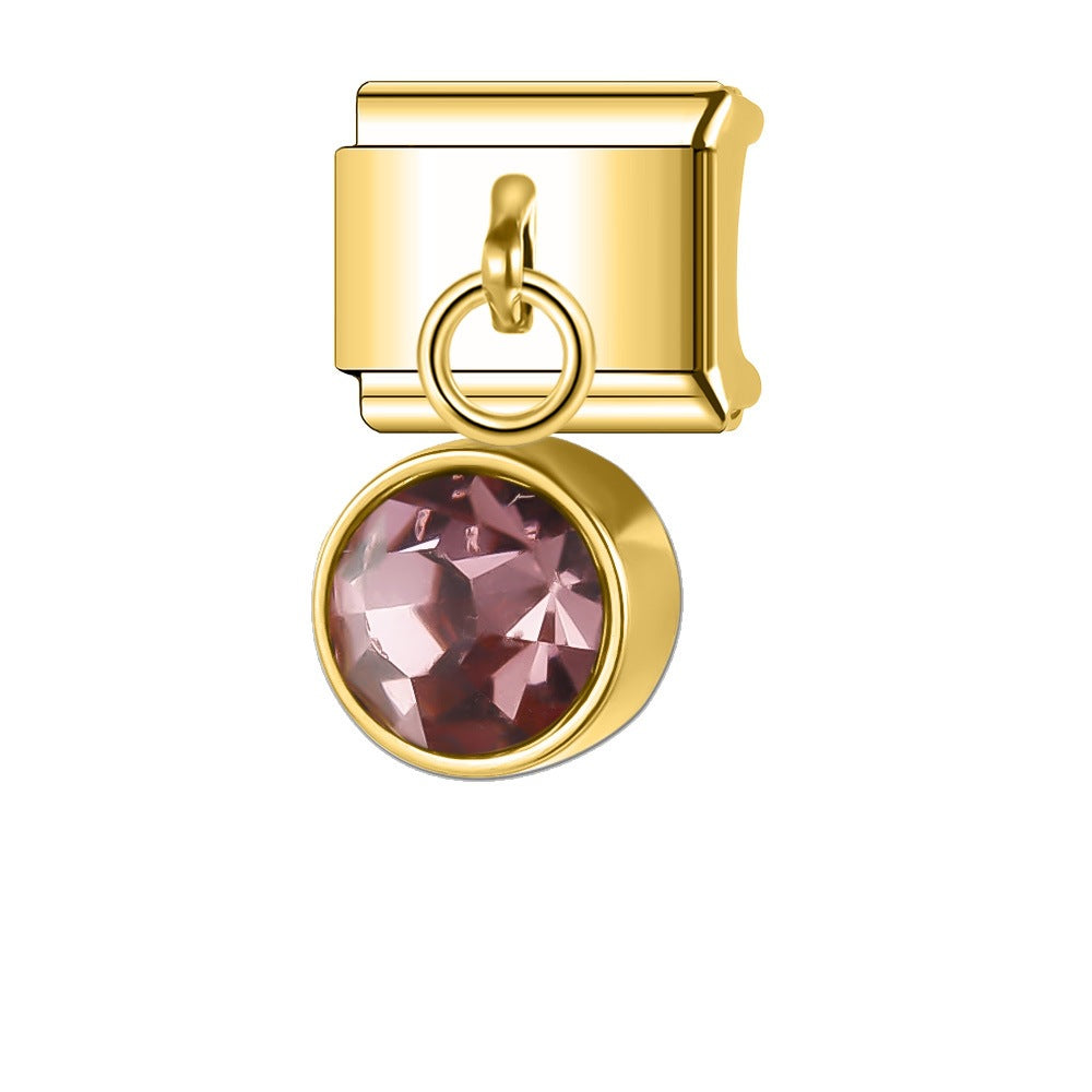 Wholesale Italian Charm Bracelet 9mm DIY Splicing Gemstone Pendants Stainless Steel Composable Bracelet