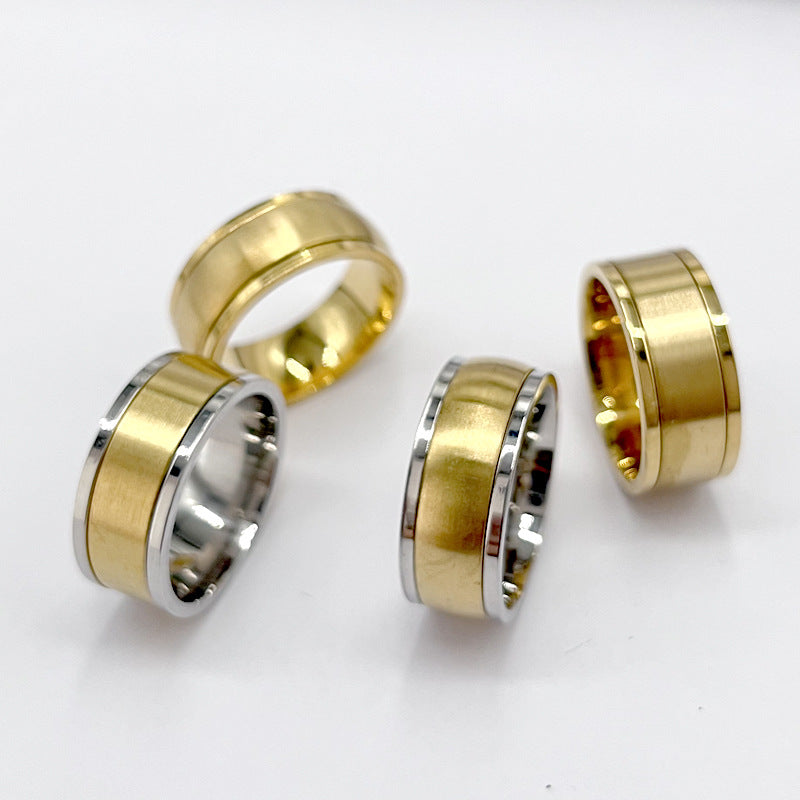 Wholesale Stainless Steel Gold Ring Brushed Matte Inner Ball Rotating Ring ACC-RS-ZhongQi003