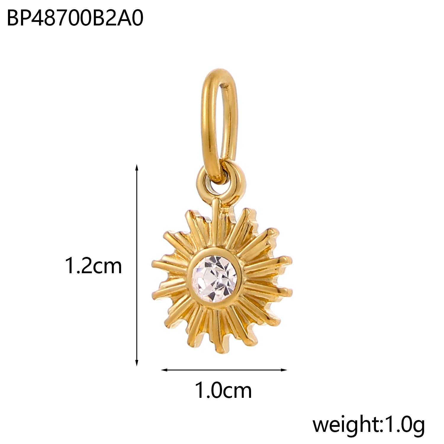 Wholesale Sun Bohemian Natural Stone Titanium Steel Pendant DIY Crescent Stainless Steel Pendant