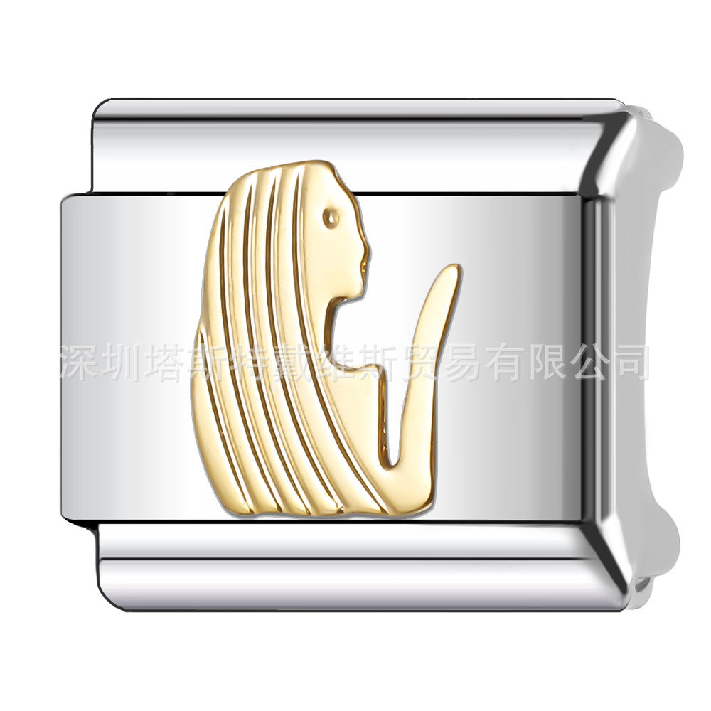 Wholesale 9mm Italian Charm Starter Bracelets DIY square Single Section Creative Stainless Steel Composable Bracelet