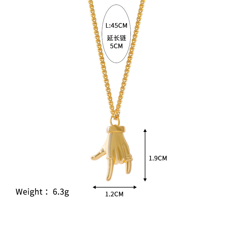 Wholesale Stainless steel gesture LOVE copper plated 18k micro set zircon clavicle chain