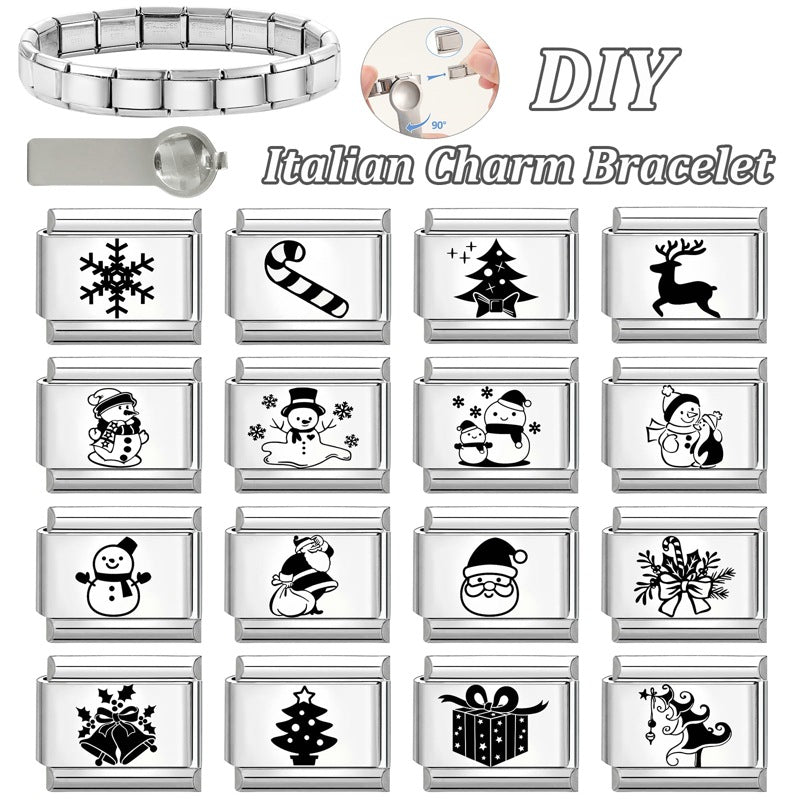 Wholesale 9mm Italian Charm Starter Bracelets DIY Christmas Stainless Steel Composable Bracelet