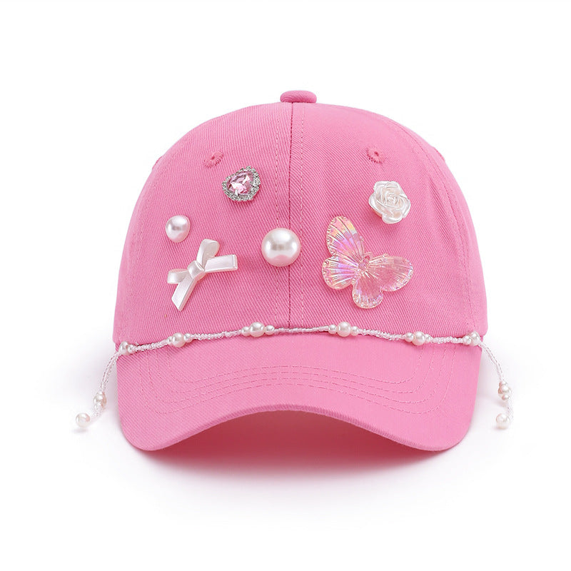 Wholesale  baseball cap fashion diamond butterfly children's hat cap