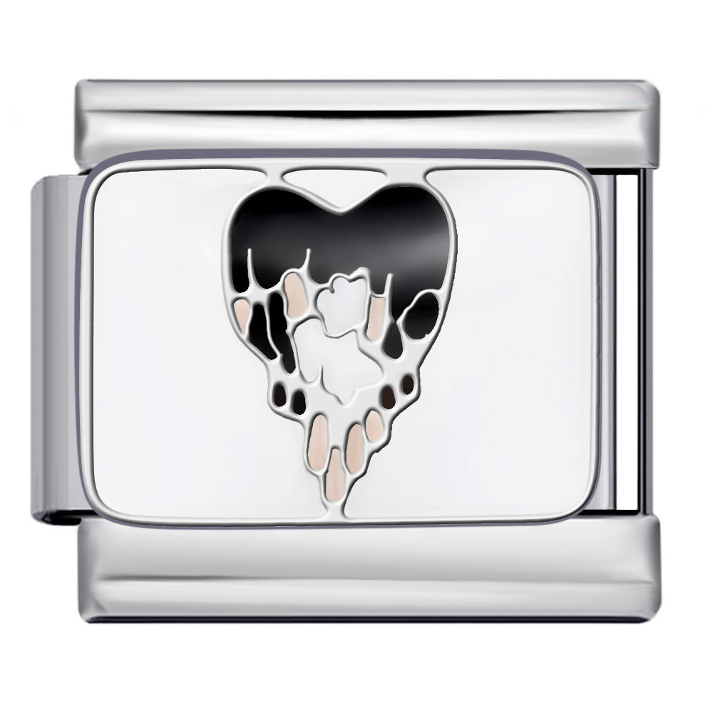 Wholesale Italian Charm Bracelet 9mm DIY Splicing Pink Nail Art Series Stainless Steel Composable Bracelet