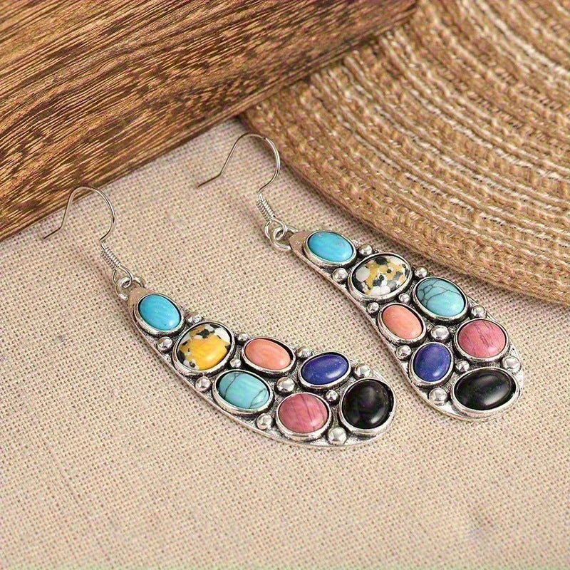 Wholesale Retro Fashion Colored Stone Earrings
