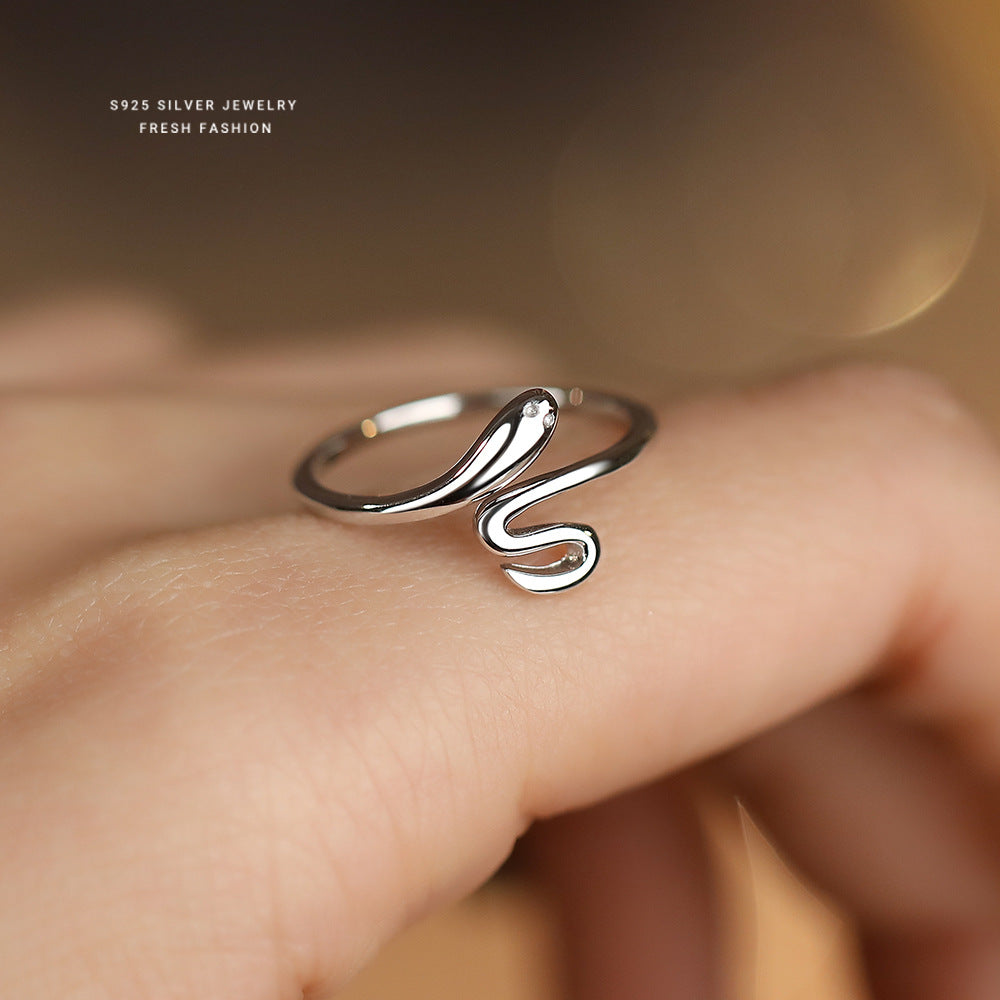 Wholesale s925 sterling silver snake open ring