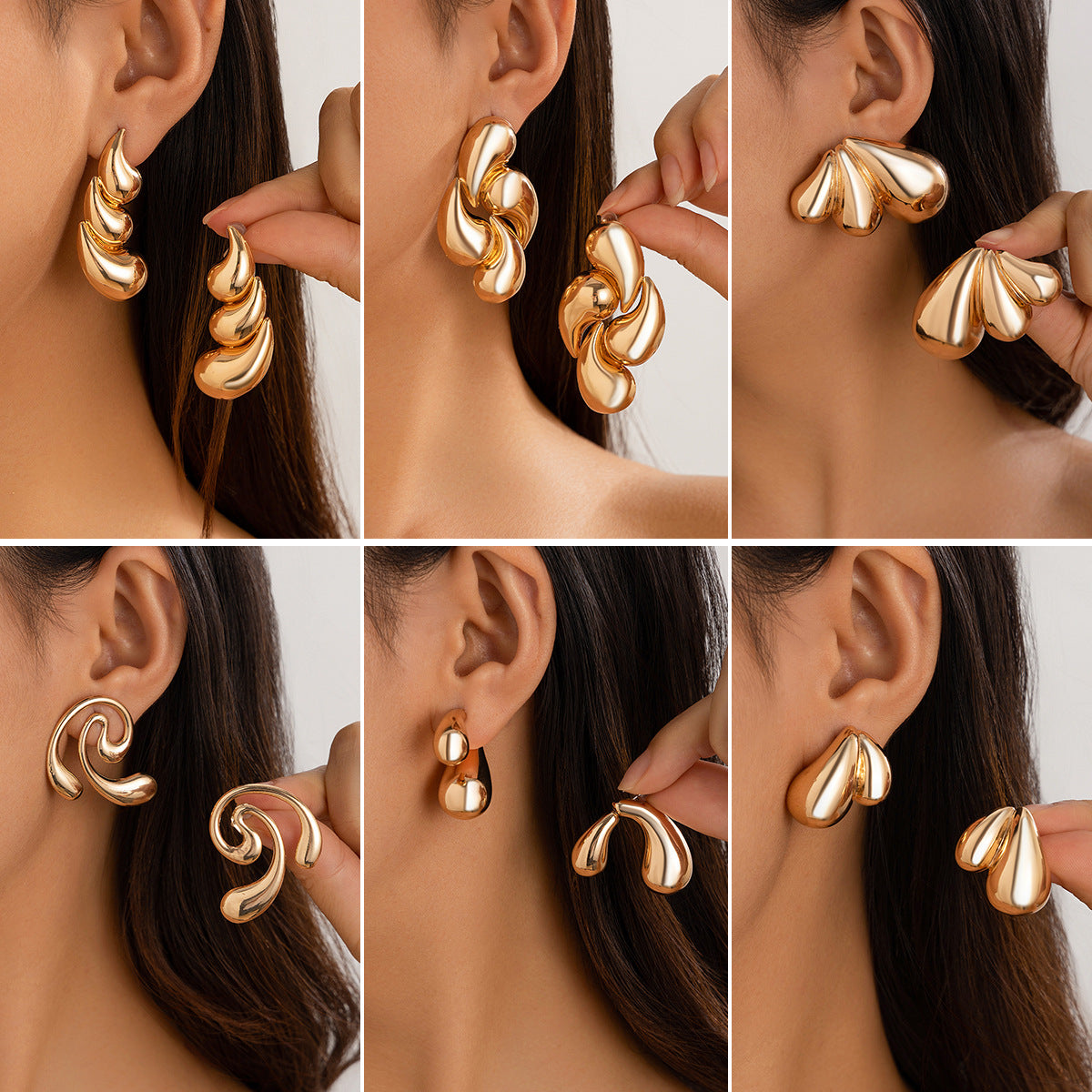 Wholesale Glossy Comma Drop Alloy Earrings
