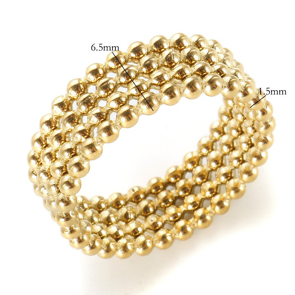 Wholesale Stainless steel gold-plated multi-layered irregular-shaped ring
