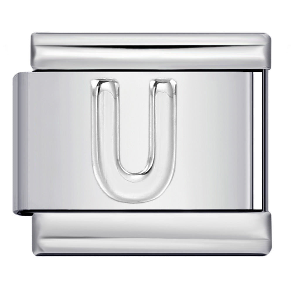 Wholesale  Italian Charm Bracelet 9mm DIY convex 26-letter  Creative Stainless Steel Composable Bracelet