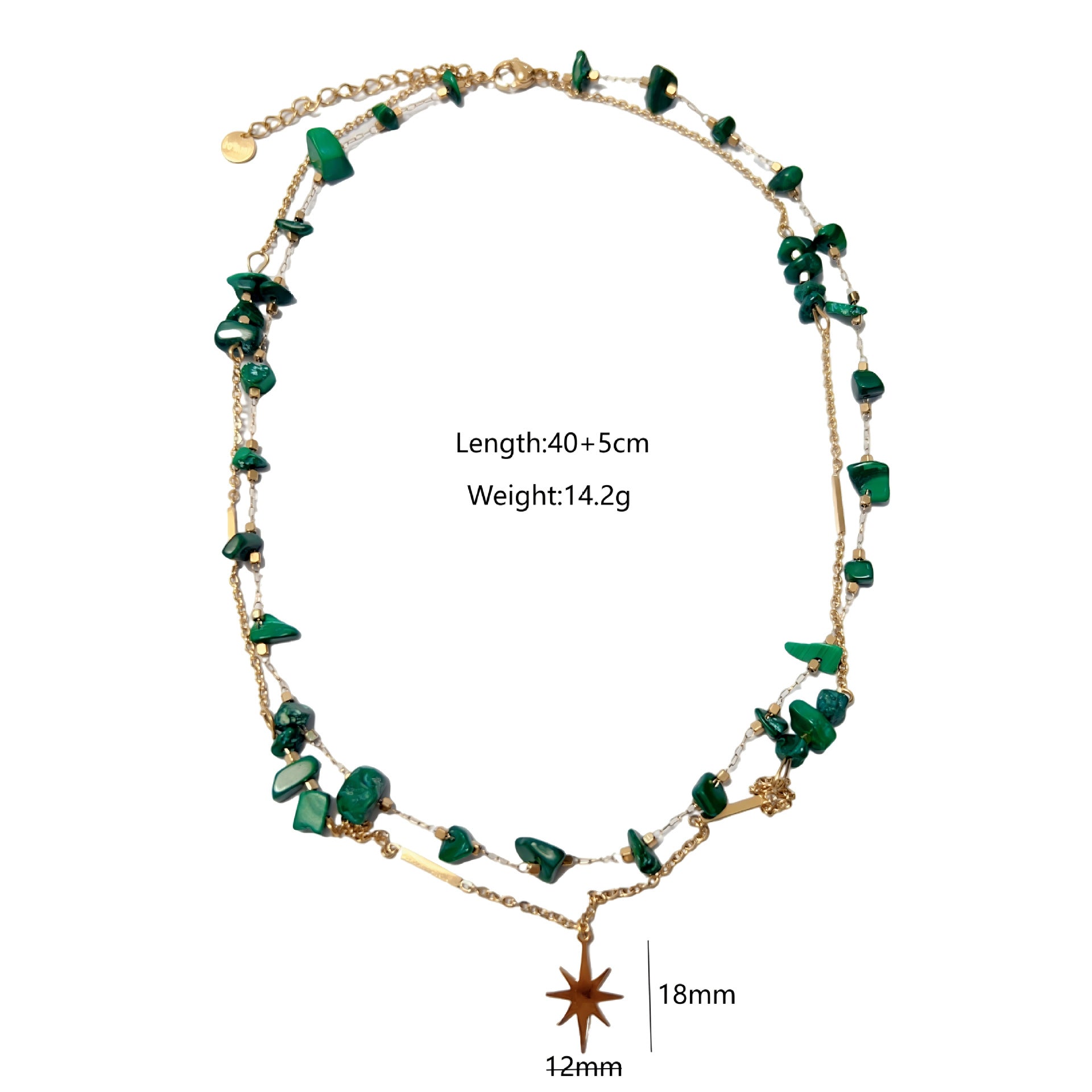 Wholesale Green Onyx  Necklace All-match Natural Retro Personalized  Titanium Steel Necklace