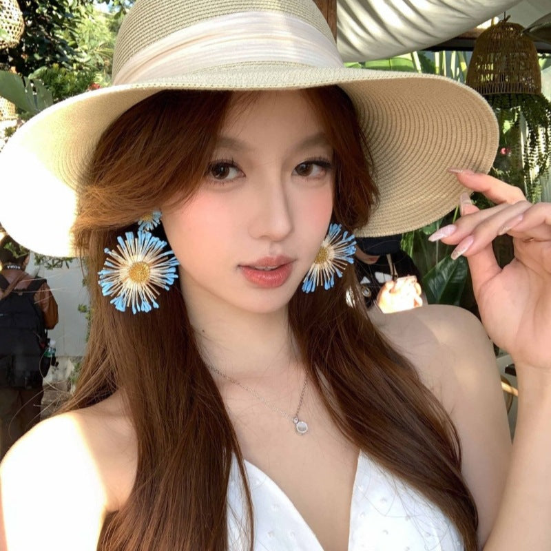Wholesale  Sunflower Earrings Exaggerated Earrings