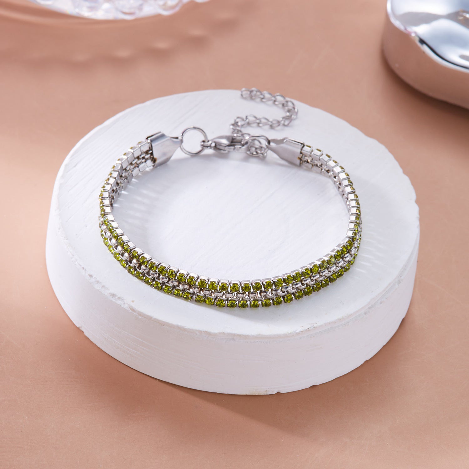 Wholesale Stainless Steel Diamond Bracelet Color Zircon Rhinestone Claw Chain