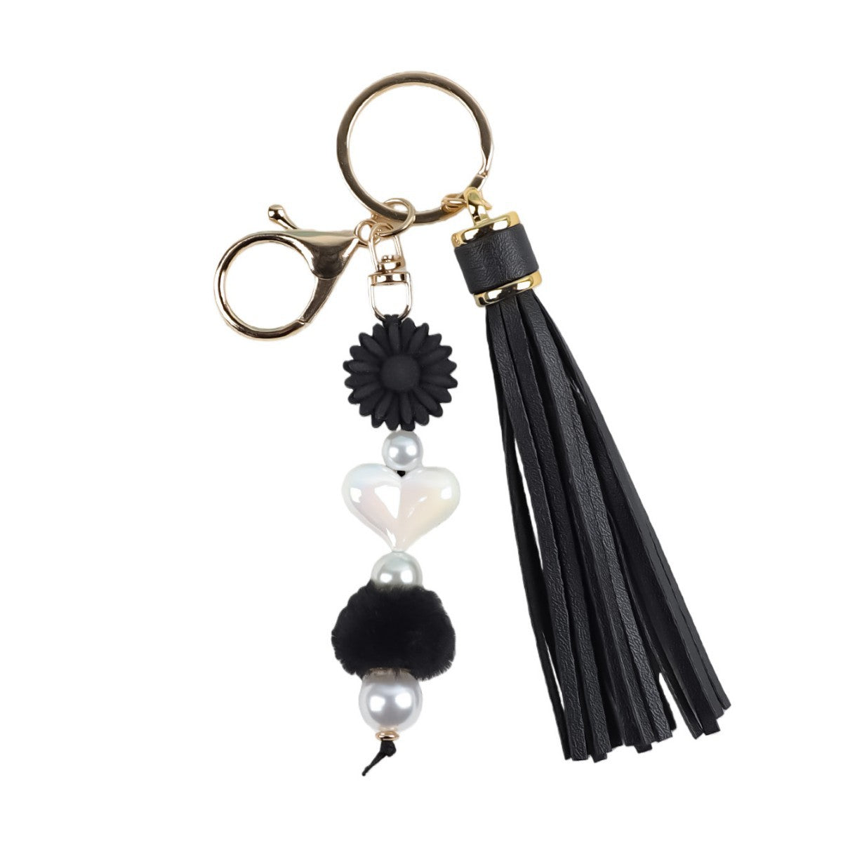 Wholesale White Tassel Keychain Bag Charm Acrylic Handmade Fashion Accessory For Graduation Gift