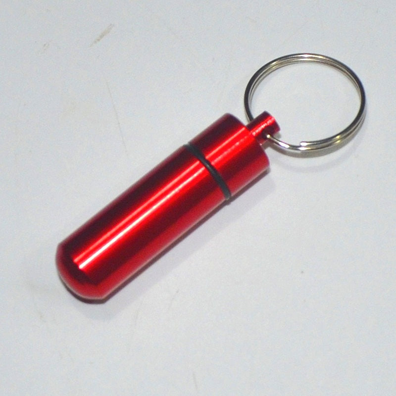 Wholesale Portable Outdoor Waterproof Sealed Aluminum Alloy Pill Bottle Keychain ACC-KC-KaBiao005
