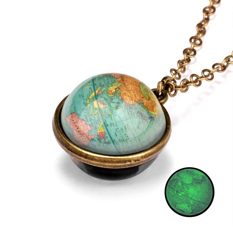 Wholesale Galaxy Nebula Cosmic Luminous Double-Sided Retro Pendant Necklace