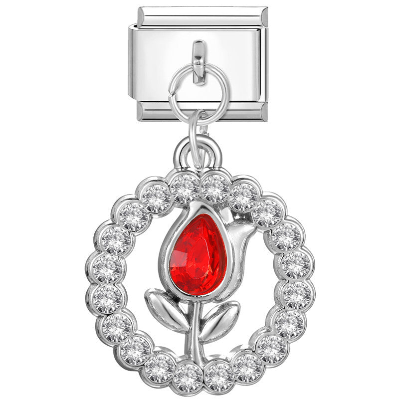 Wholesale Italian modular DIY jewelry red pendant bracelet