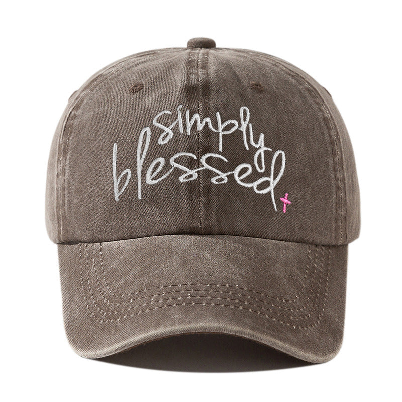 Wholesale Simply Blessed Embroidered Wide Brim Washed Baseball Cap Hat ACC-HT-BenDe001