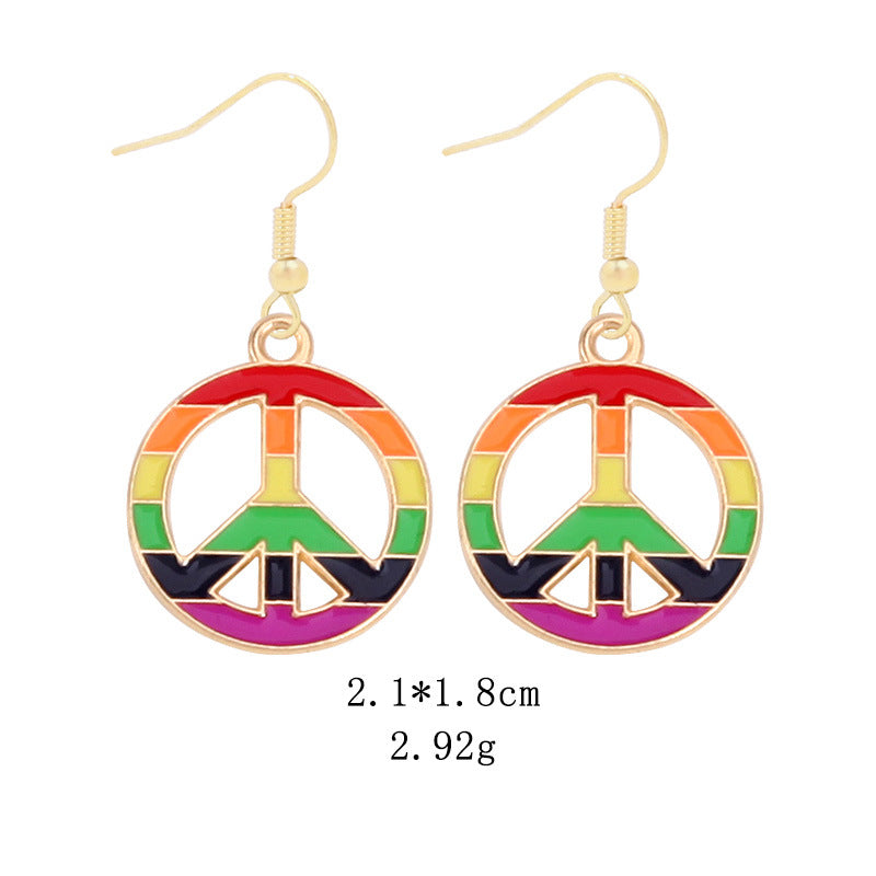 Wholesale LGBT Pride Month Rainbow Alloy Earrings ACC-ES-BinLi002