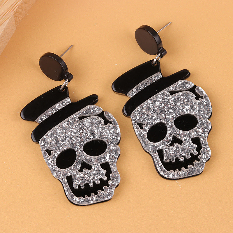 Wholesale    Color Skull Acrylic Earrings