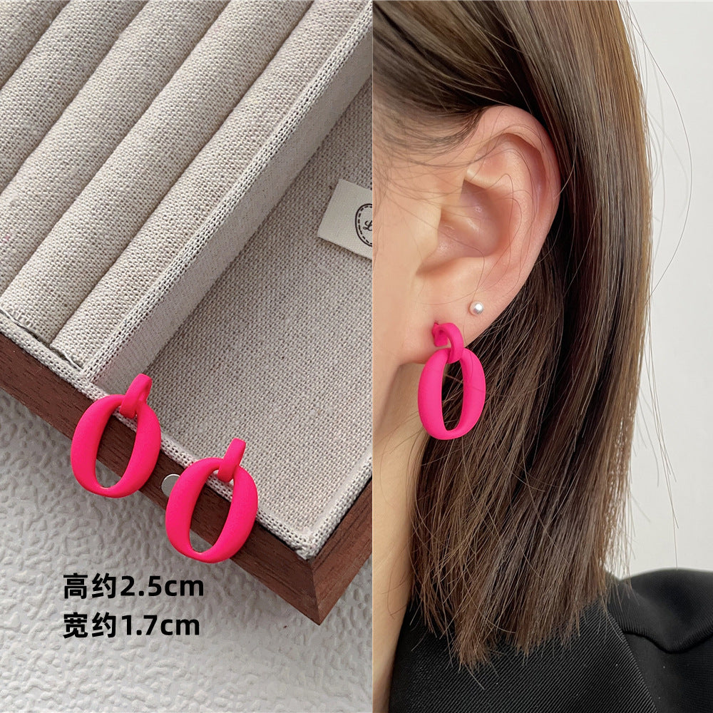 Wholesale Candy Color Geometric Square Circle C Shape Earrings