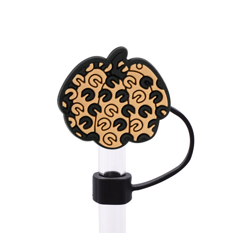 Wholesale Random 100pcs Leopard Series 8/10mm PVC Soft Straw Tube Cap