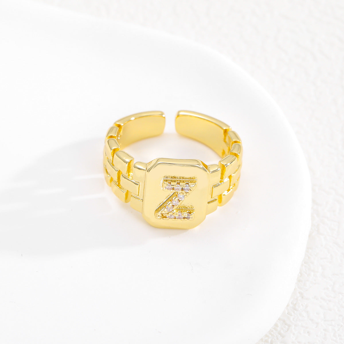 Wholesale letter series gold-plated jewelry strap design letter opening ring