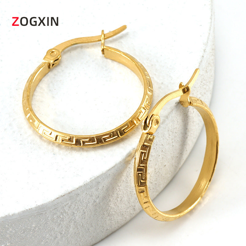 Wholesale titanium steel round earrings