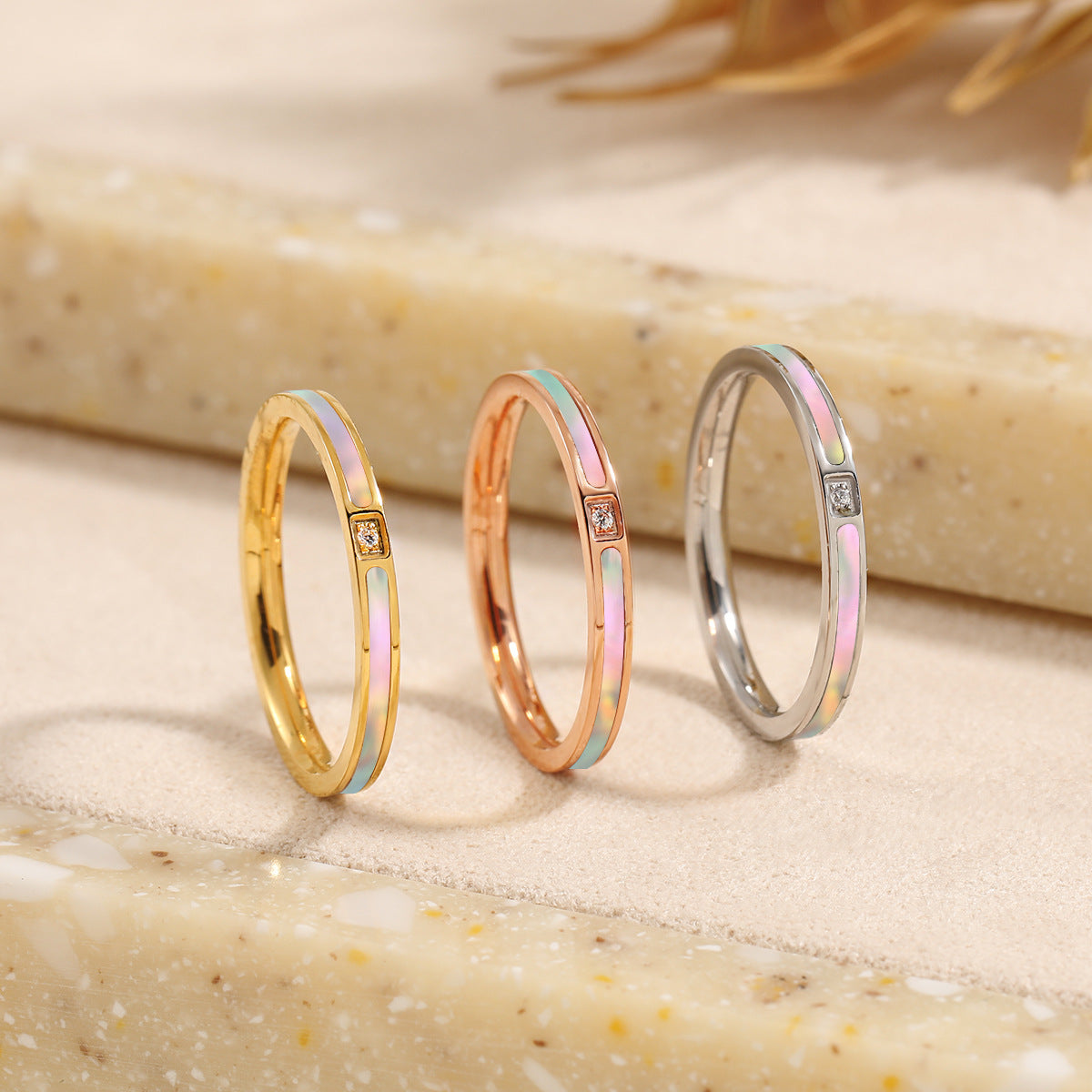 Wholesale  Titanium Steel  Light Luxury Simple Weekly Circle Fritillaria Ring