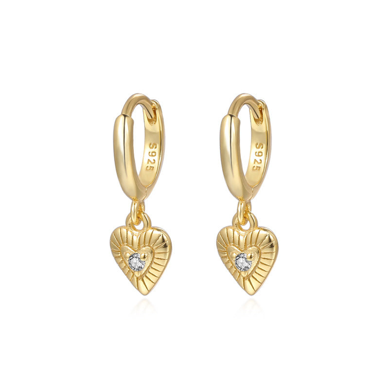 Wholesale s925 silver cute zircon heart earrings