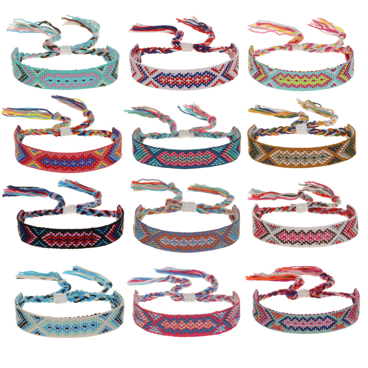 Wholesale Nepalese Style Handmade Friendship Rainbow Rope Adjustable Bracelet Jewelry Accessory Boutique Resale