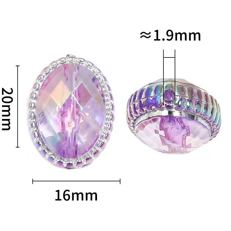 Wholesale 100pcs Acrylic Colorful Mysterious Magic Mirror Oval Beaded Diy Accessories ACC-BDS-BLG101
